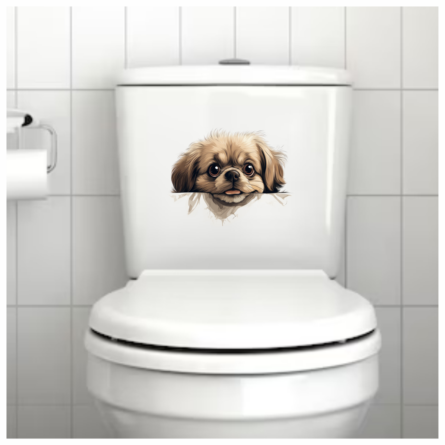 Brown Puppy Dog Pekingese Face Vinyl Sticker Decal