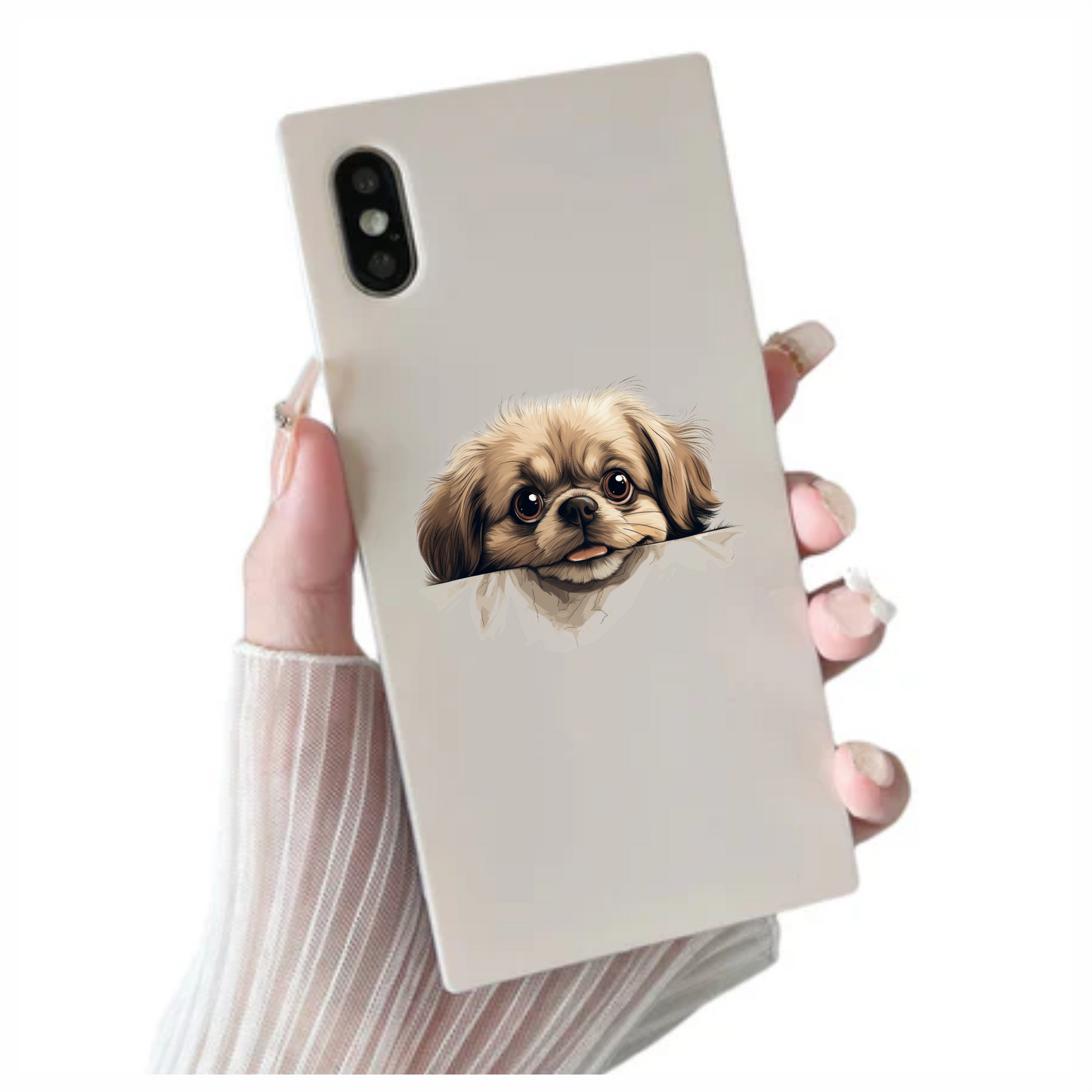 Brown Puppy Dog Pekingese Face Vinyl Sticker Decal