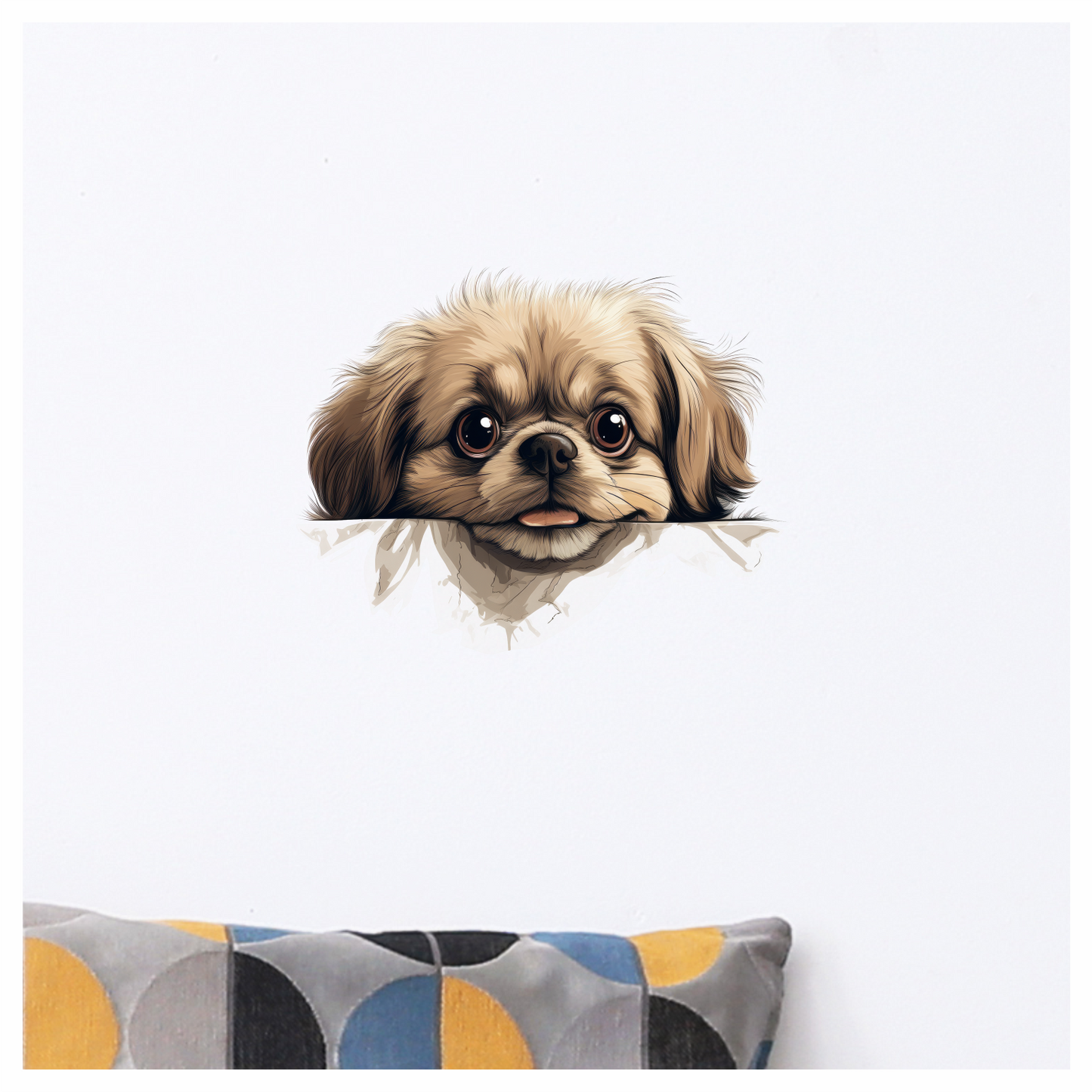 Brown Puppy Dog Pekingese Face Vinyl Sticker Decal