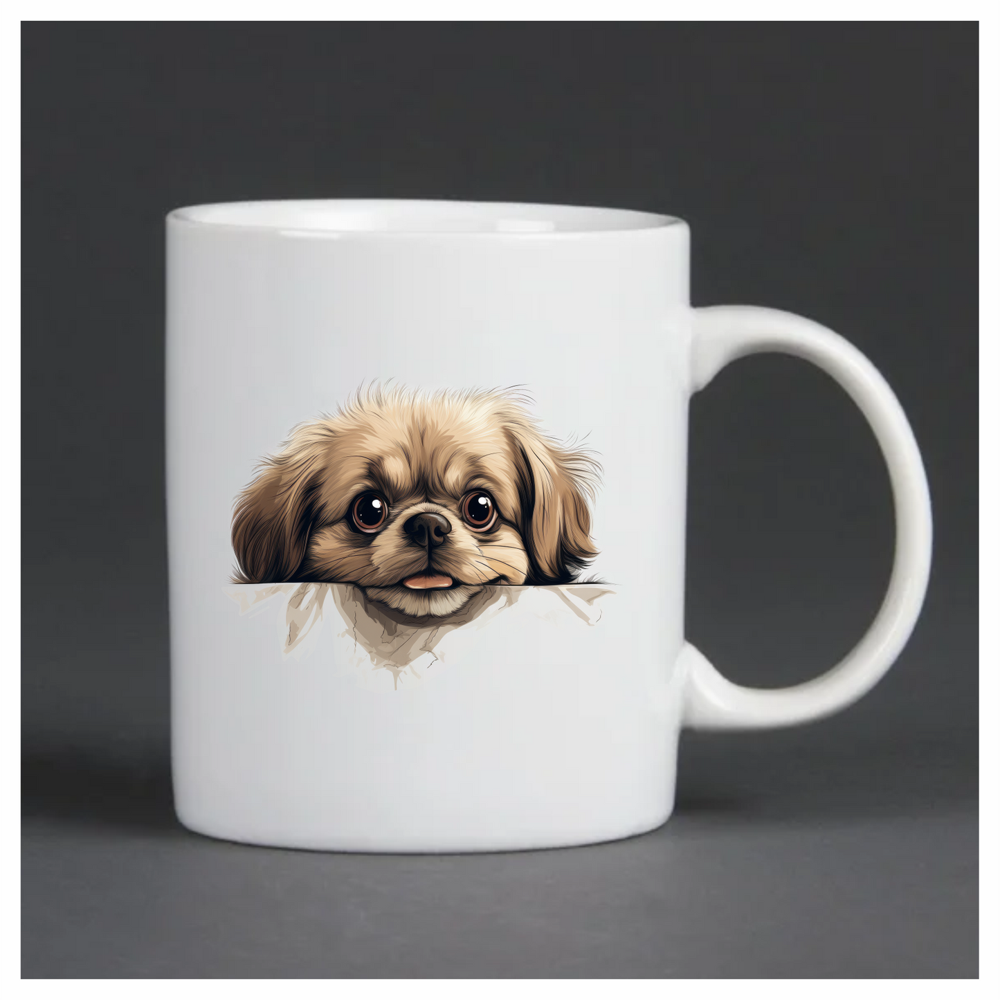 Brown Puppy Dog Pekingese Face Vinyl Sticker Decal