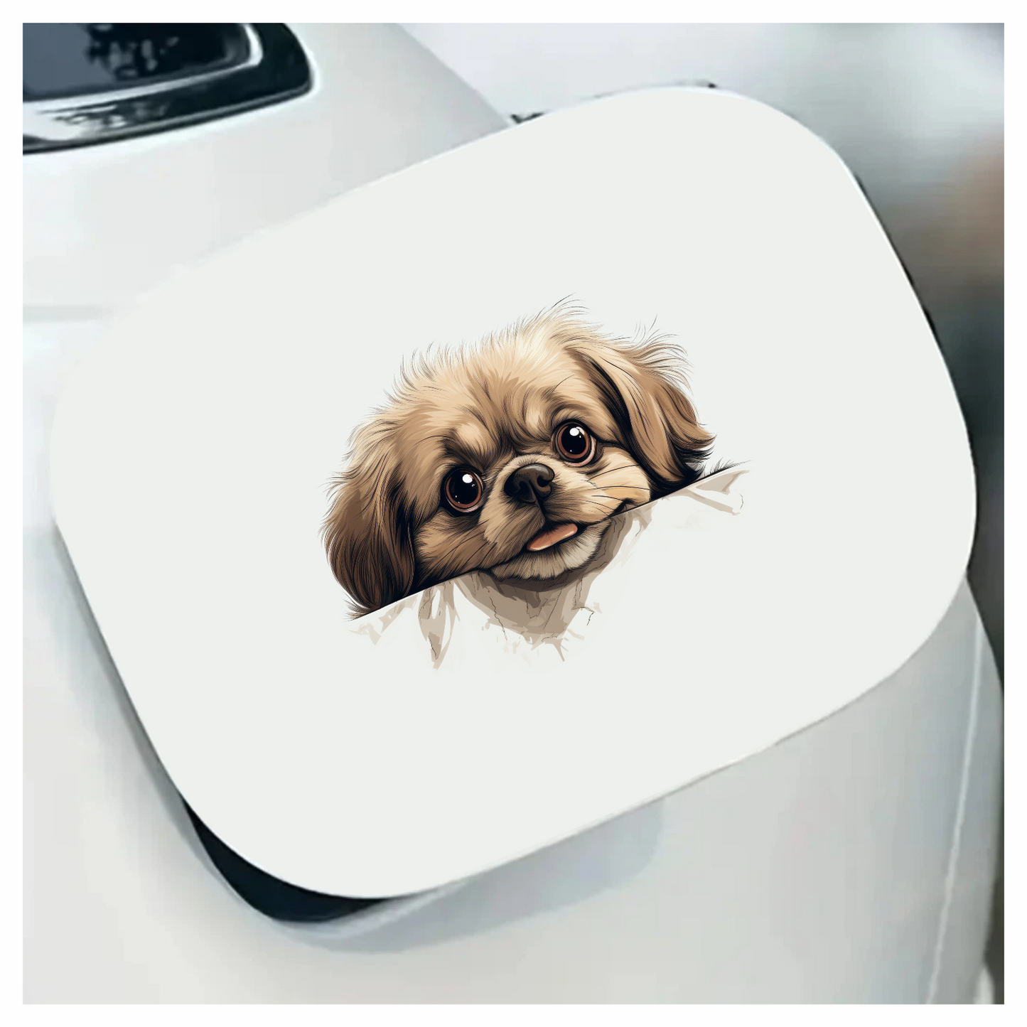 Brown Puppy Dog Pekingese Face Vinyl Sticker Decal