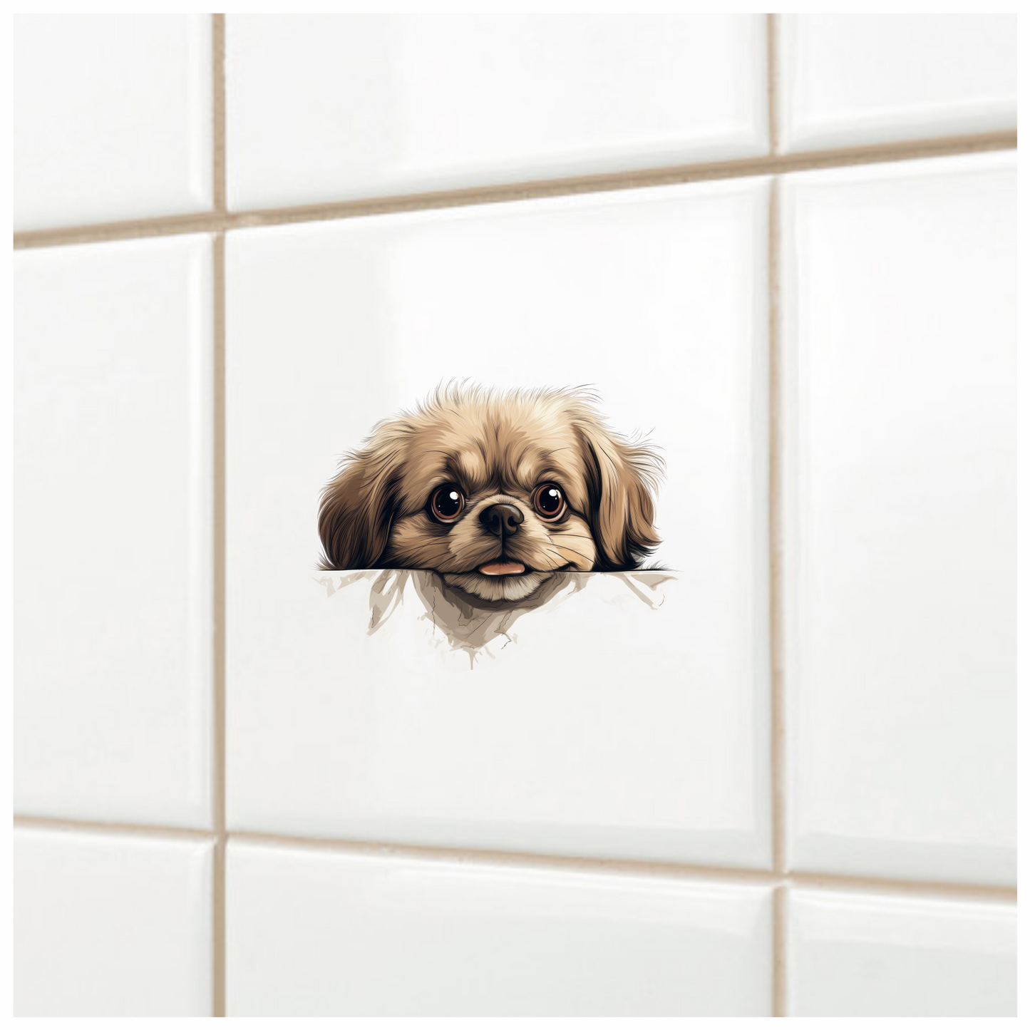 Brown Puppy Dog Pekingese Face Vinyl Sticker Decal