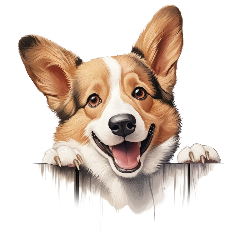 Brown White Corgi Dog Smiling Vinyl Sticker Decal