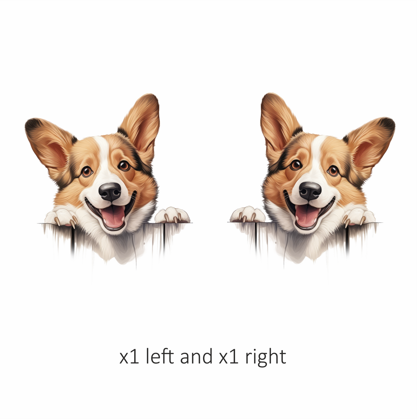 Brown White Corgi Dog Smiling Vinyl Sticker Decal