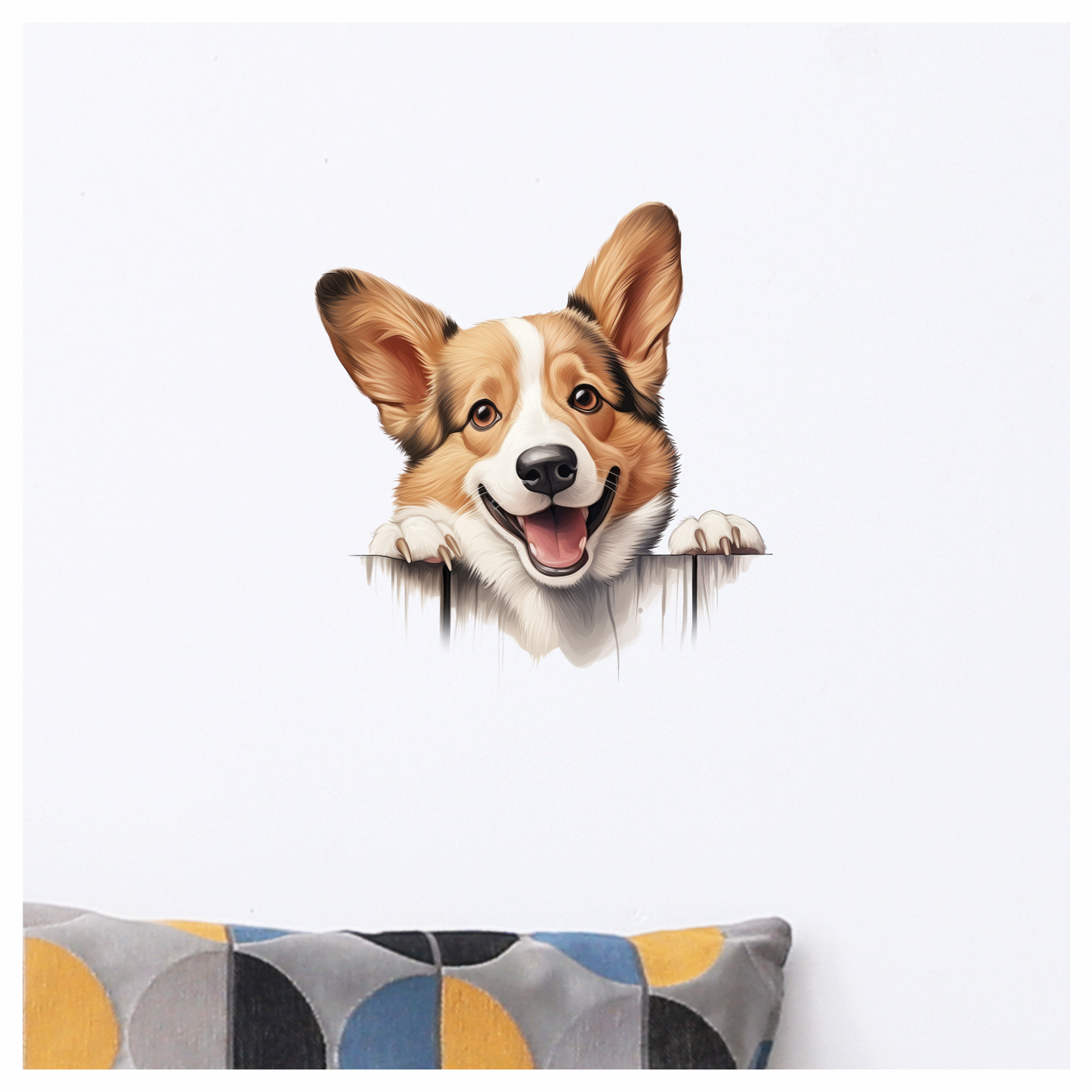 Brown White Corgi Dog Smiling Vinyl Sticker Decal