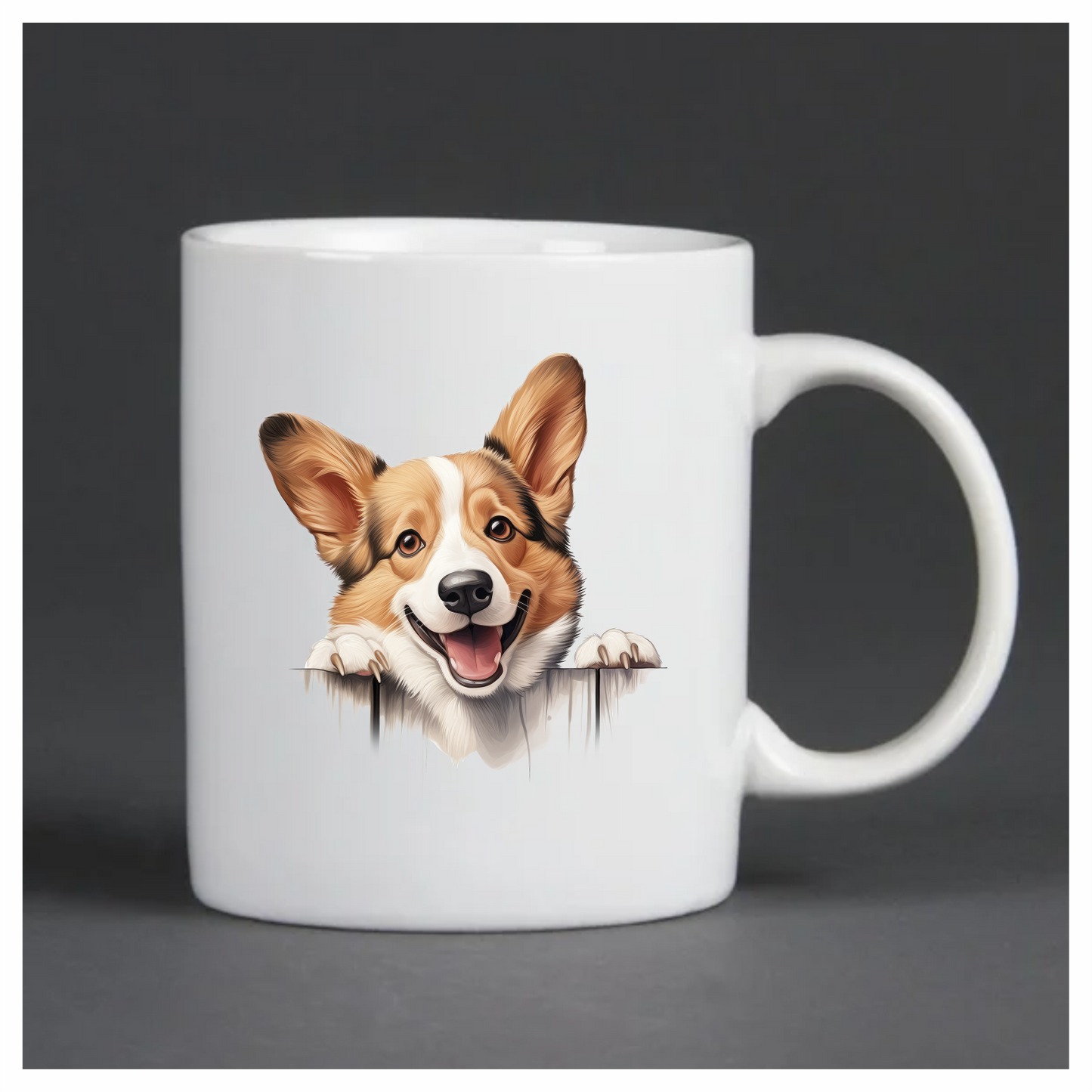 Brown White Corgi Dog Smiling Vinyl Sticker Decal