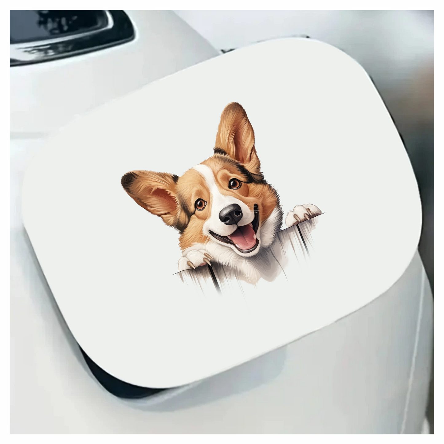 Brown White Corgi Dog Smiling Vinyl Sticker Decal