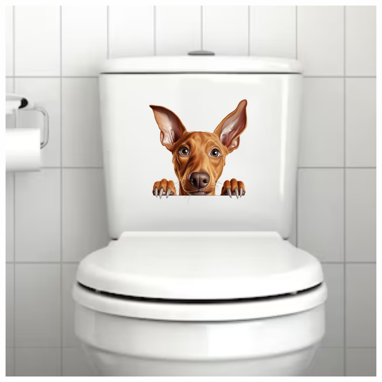 Brown Dog Large Ears Pointy Nails Vinyl Sticker Decal
