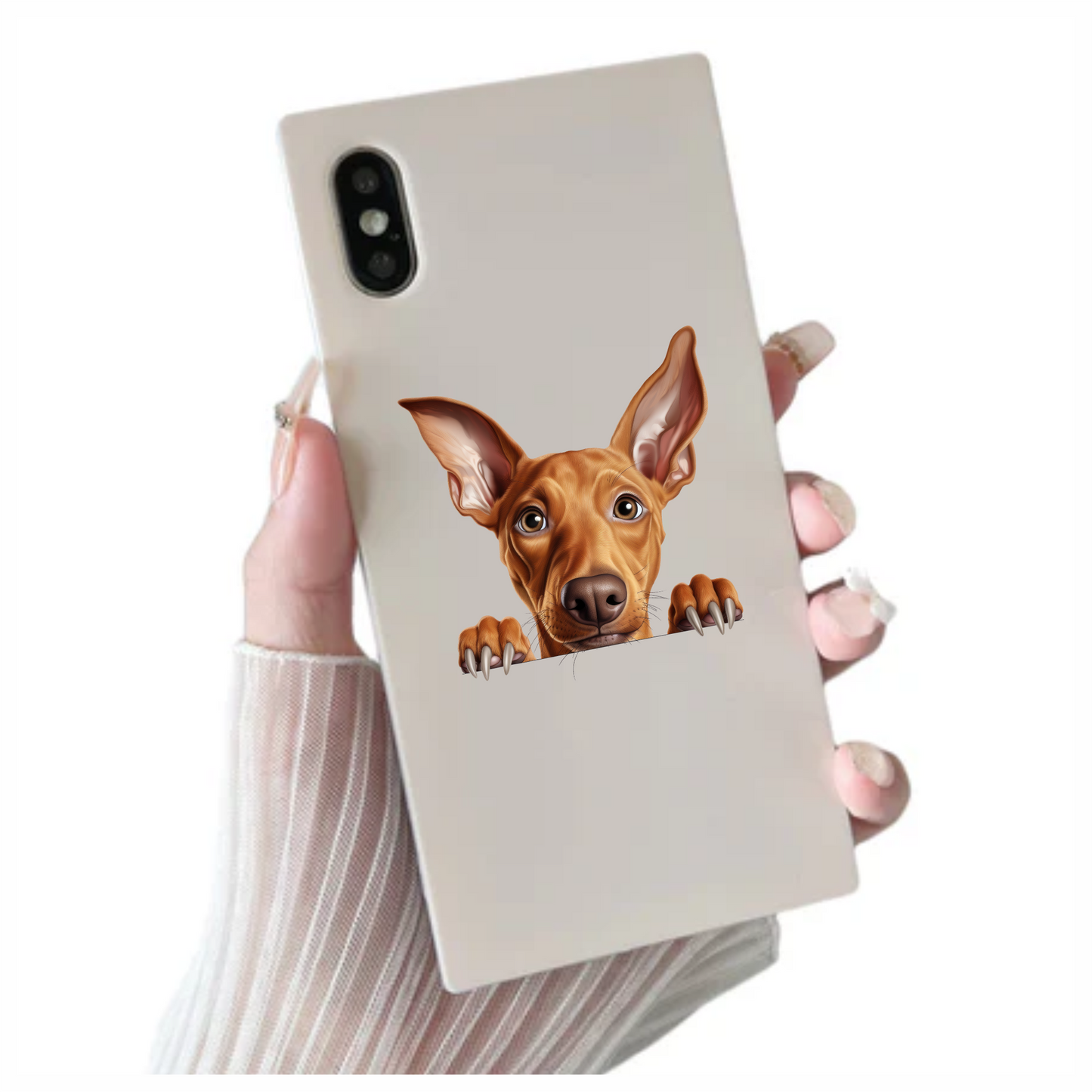 Brown Dog Large Ears Pointy Nails Vinyl Sticker Decal