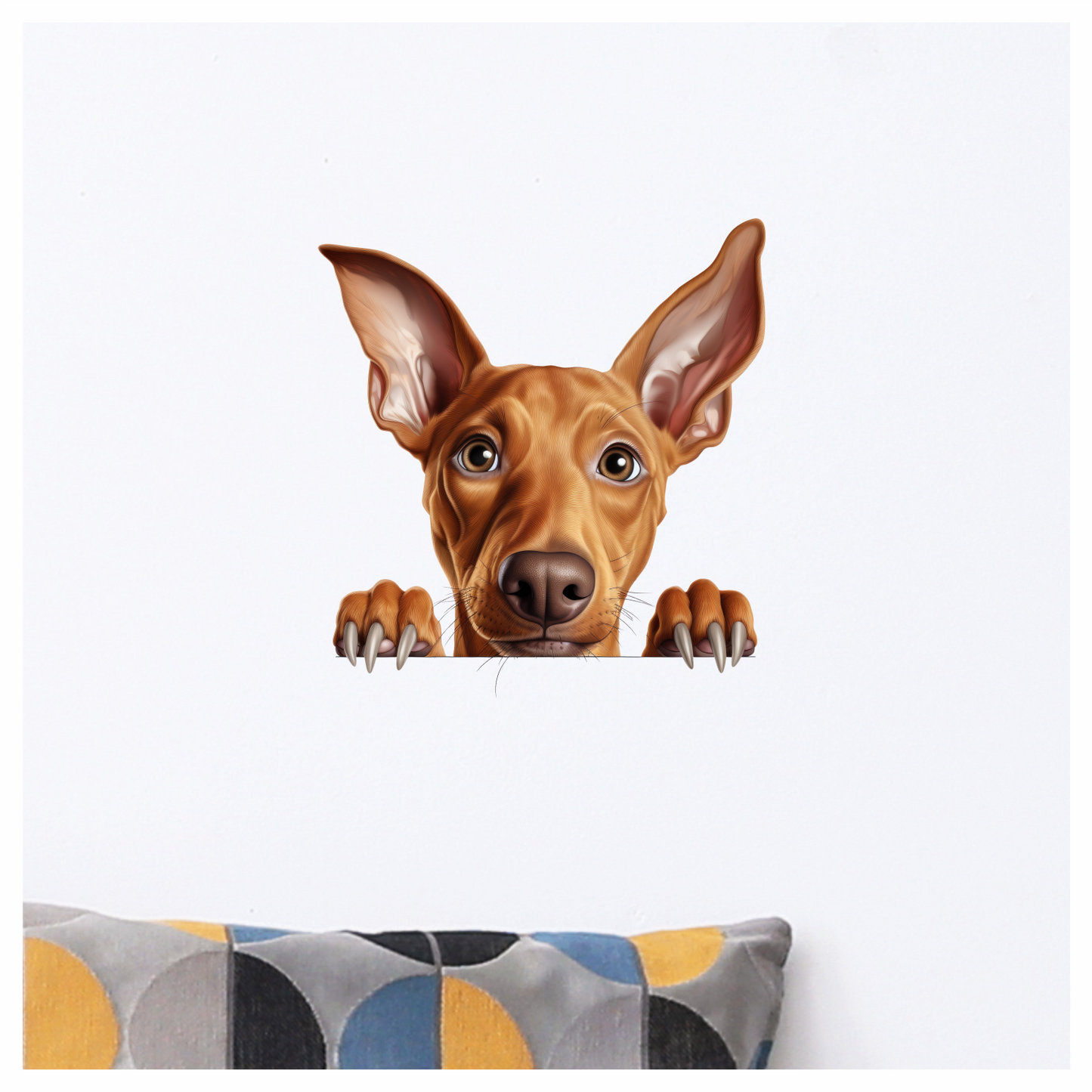 Brown Dog Large Ears Pointy Nails Vinyl Sticker Decal