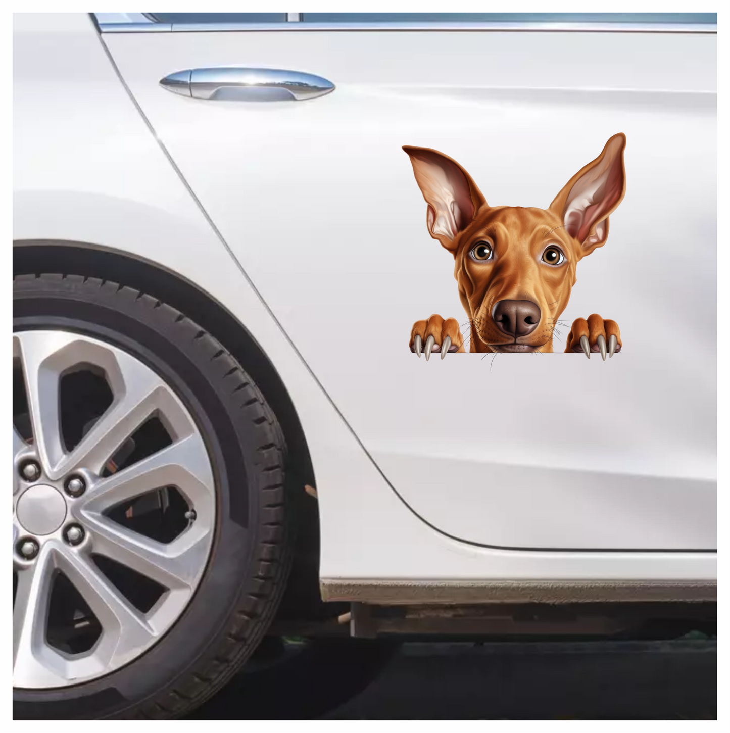 Brown Dog Large Ears Pointy Nails Vinyl Sticker Decal