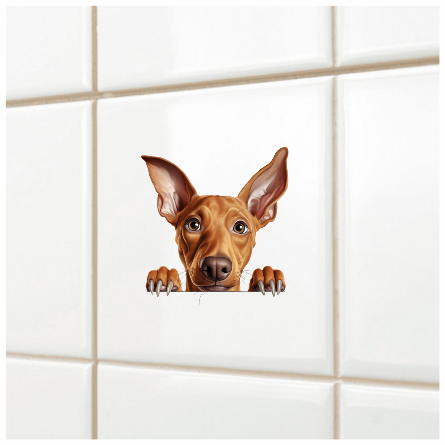 Brown Dog Large Ears Pointy Nails Vinyl Sticker Decal