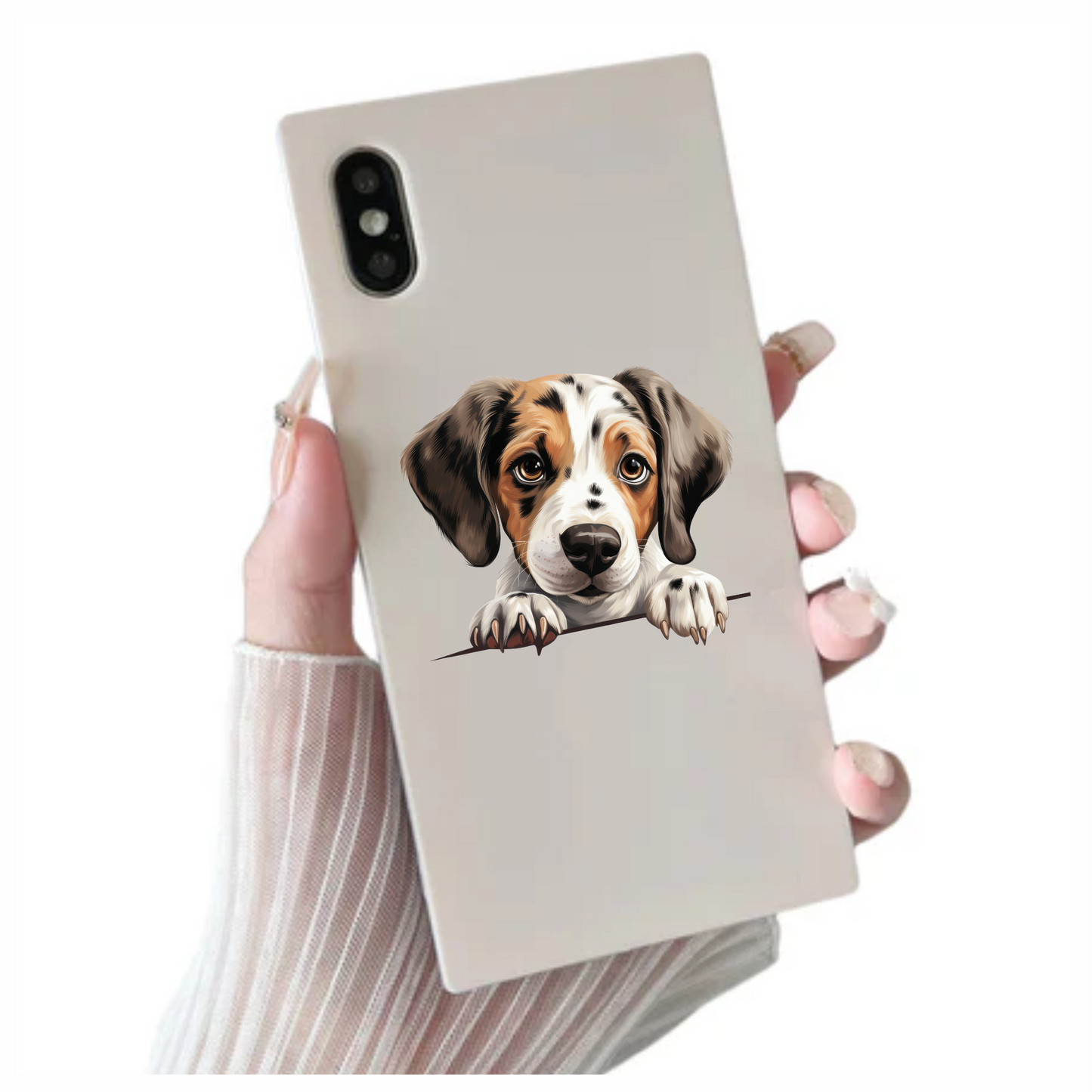 Brown White Puppy Beagle Cute Vinyl Sticker Decal