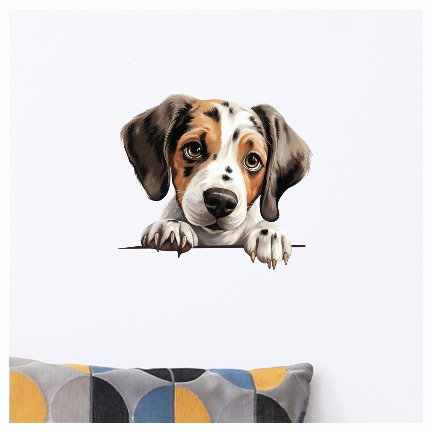 Brown White Puppy Beagle Cute Vinyl Sticker Decal