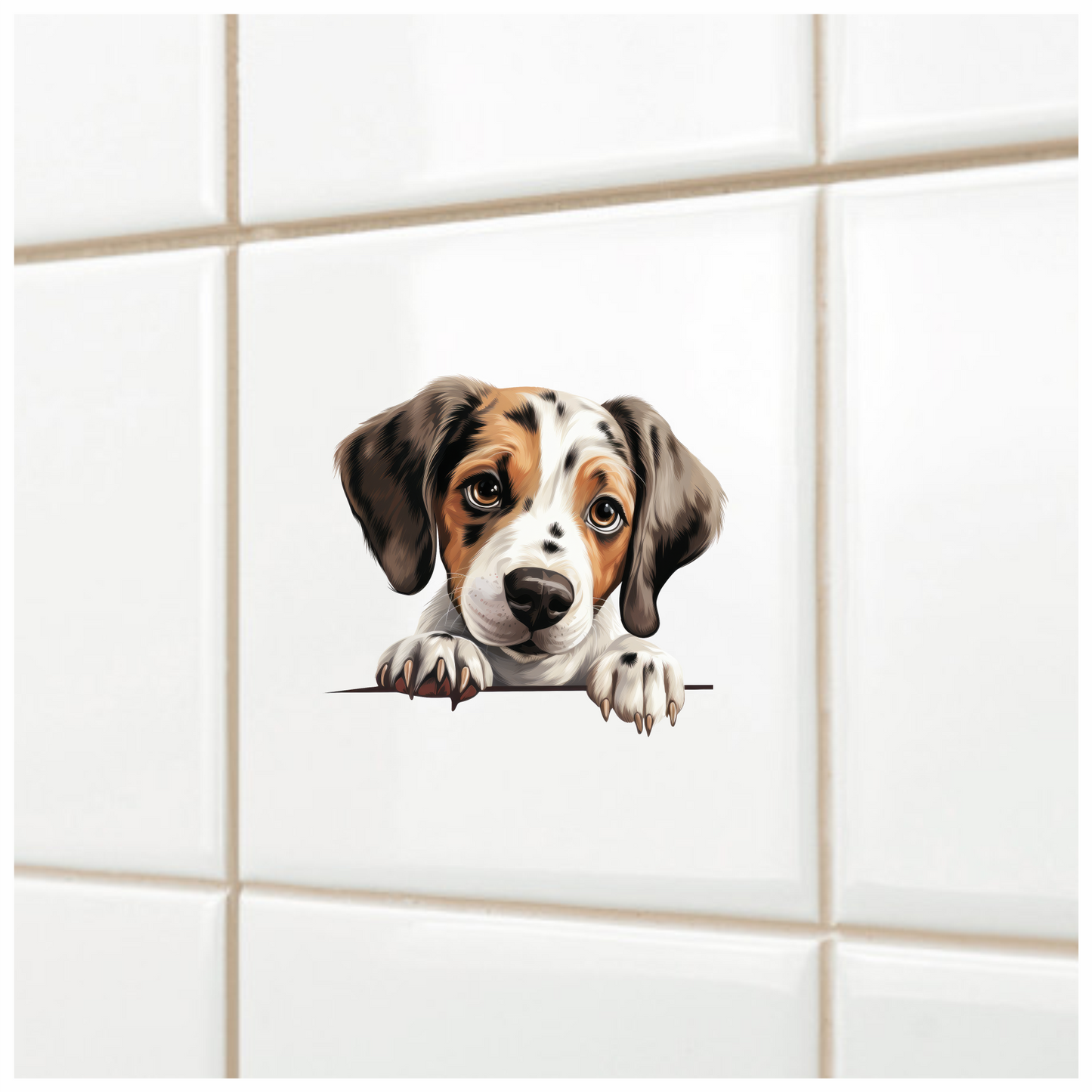 Brown White Puppy Beagle Cute Vinyl Sticker Decal