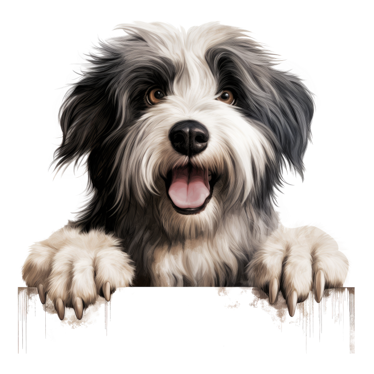 Black White Dog Bearded Collie Vinyl Sticker Decal
