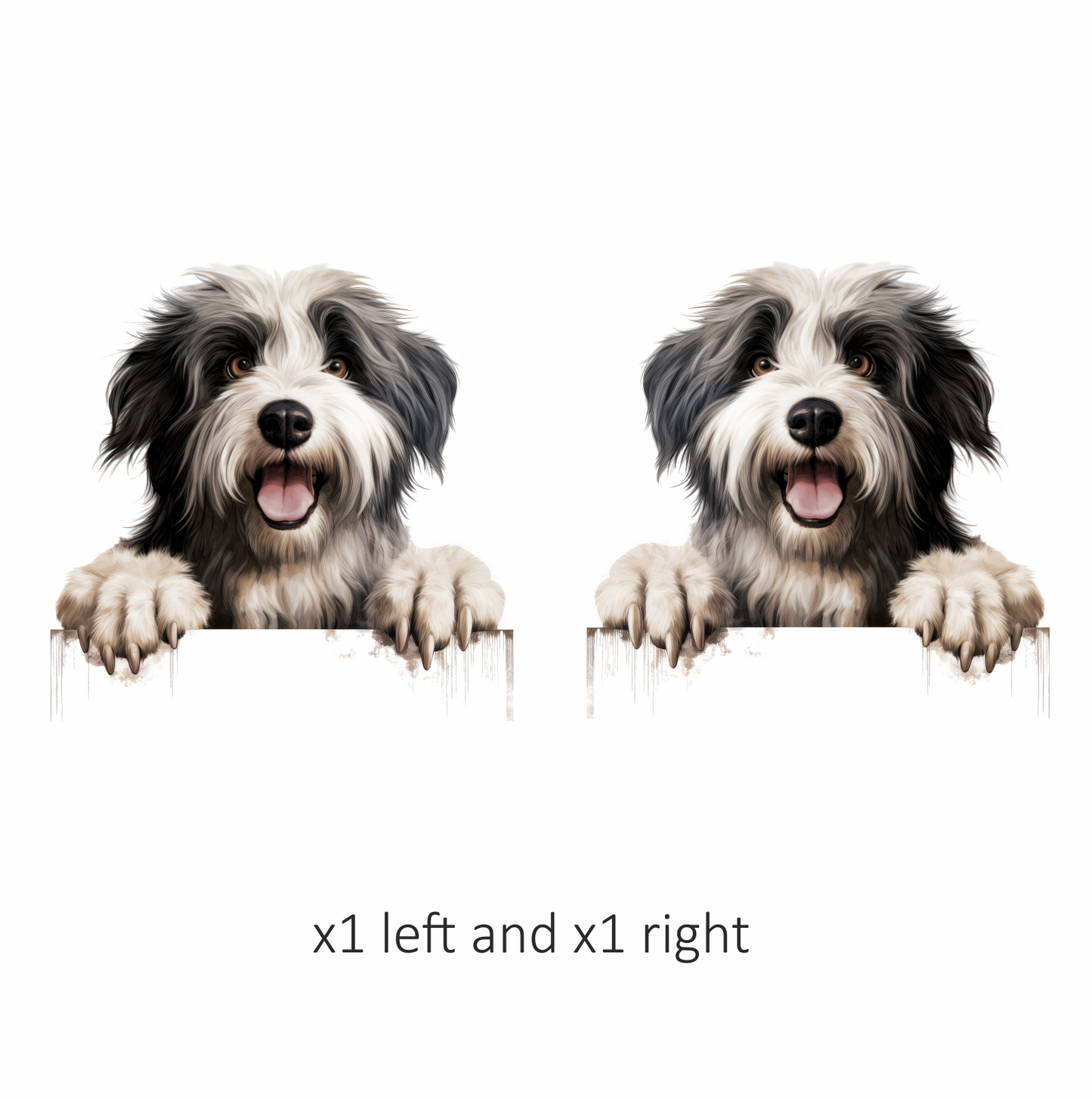 Black White Dog Bearded Collie Vinyl Sticker Decal