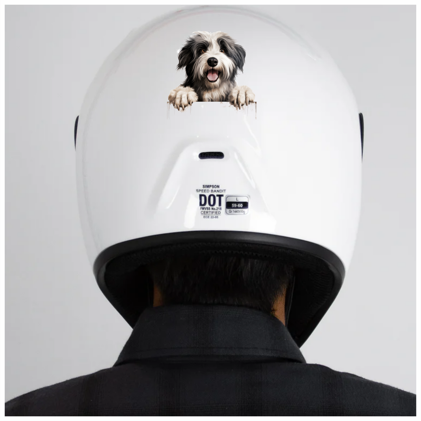 Black White Dog Bearded Collie Vinyl Sticker Decal
