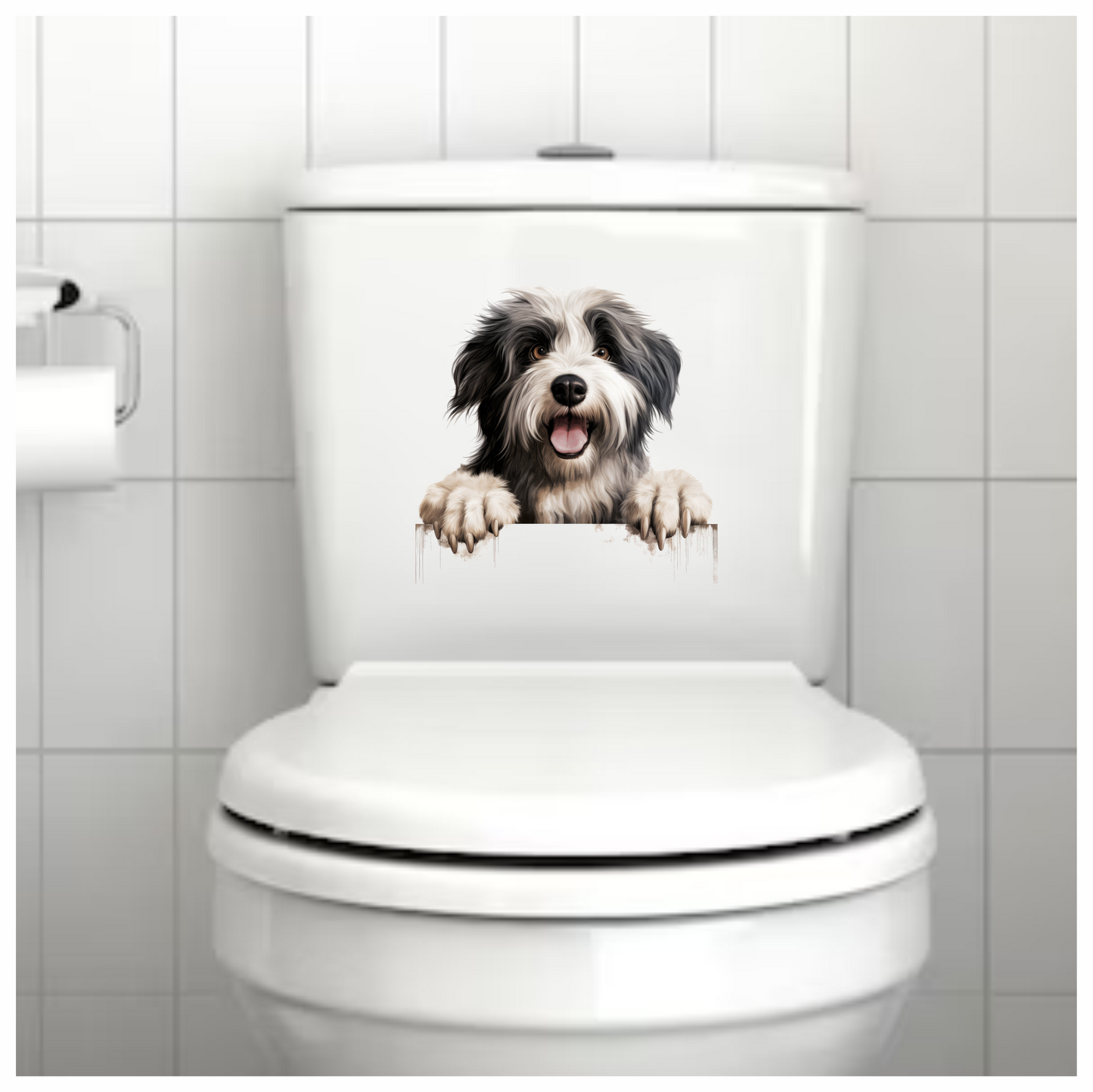 Black White Dog Bearded Collie Vinyl Sticker Decal