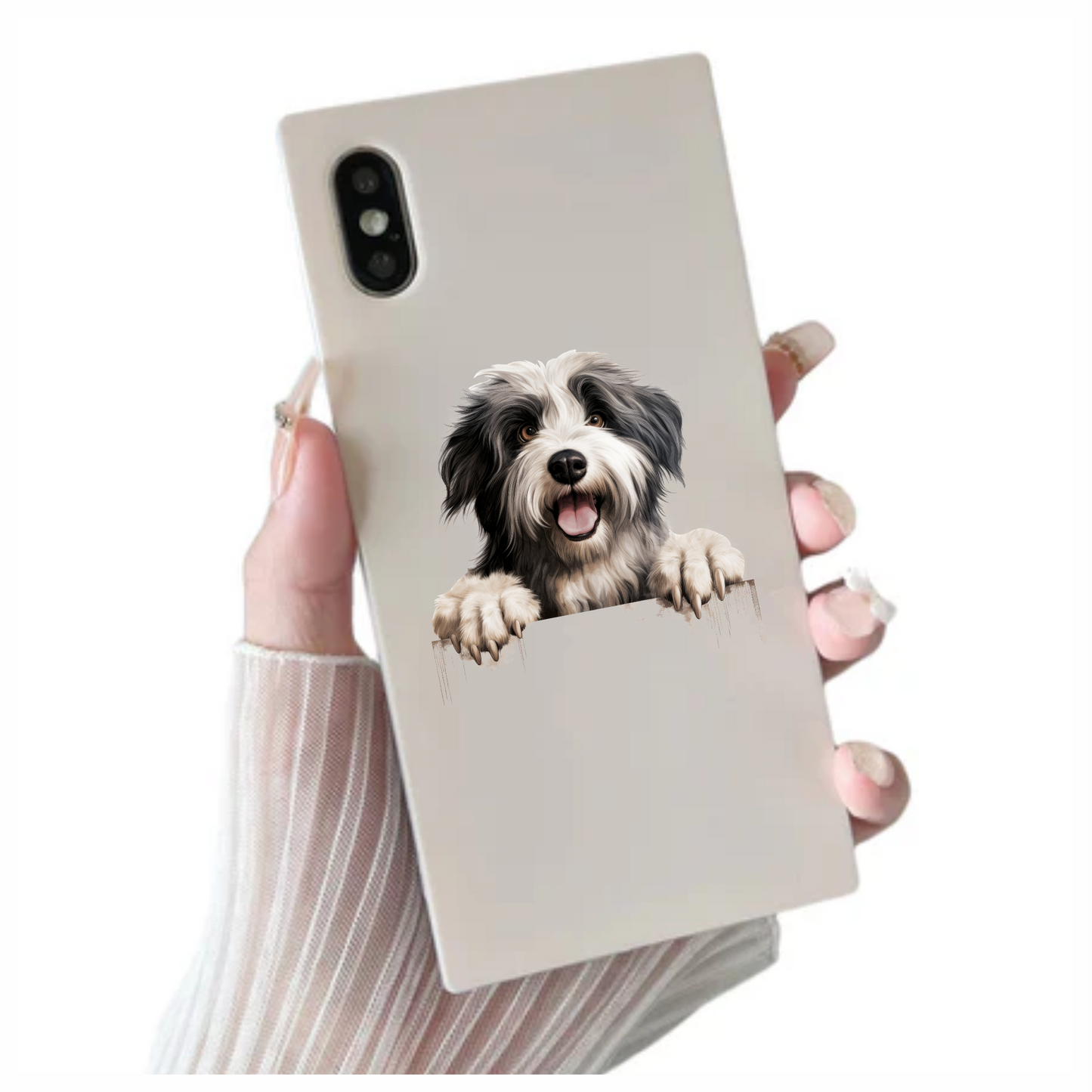Black White Dog Bearded Collie Vinyl Sticker Decal