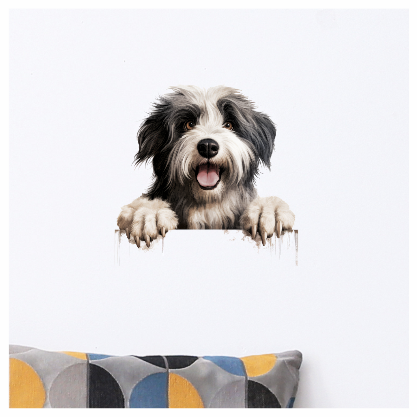 Black White Dog Bearded Collie Vinyl Sticker Decal