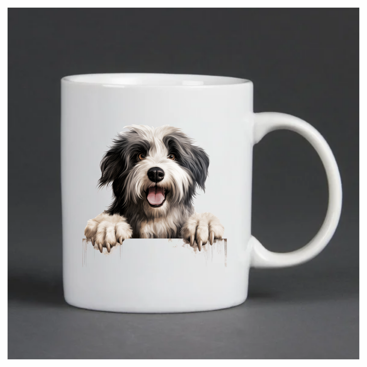Black White Dog Bearded Collie Vinyl Sticker Decal