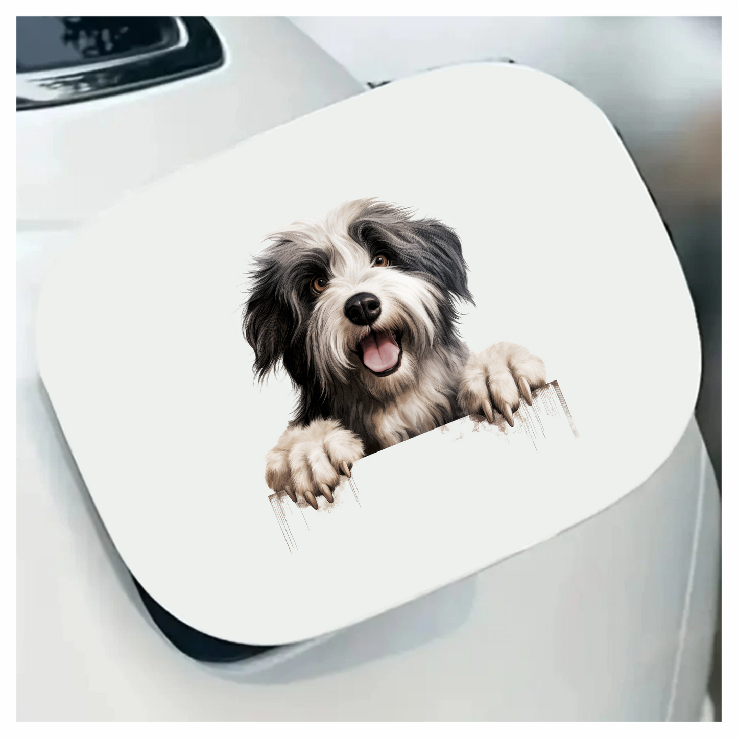 Black White Dog Bearded Collie Vinyl Sticker Decal