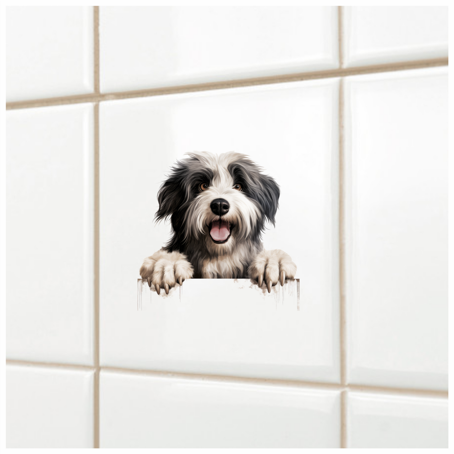 Black White Dog Bearded Collie Vinyl Sticker Decal