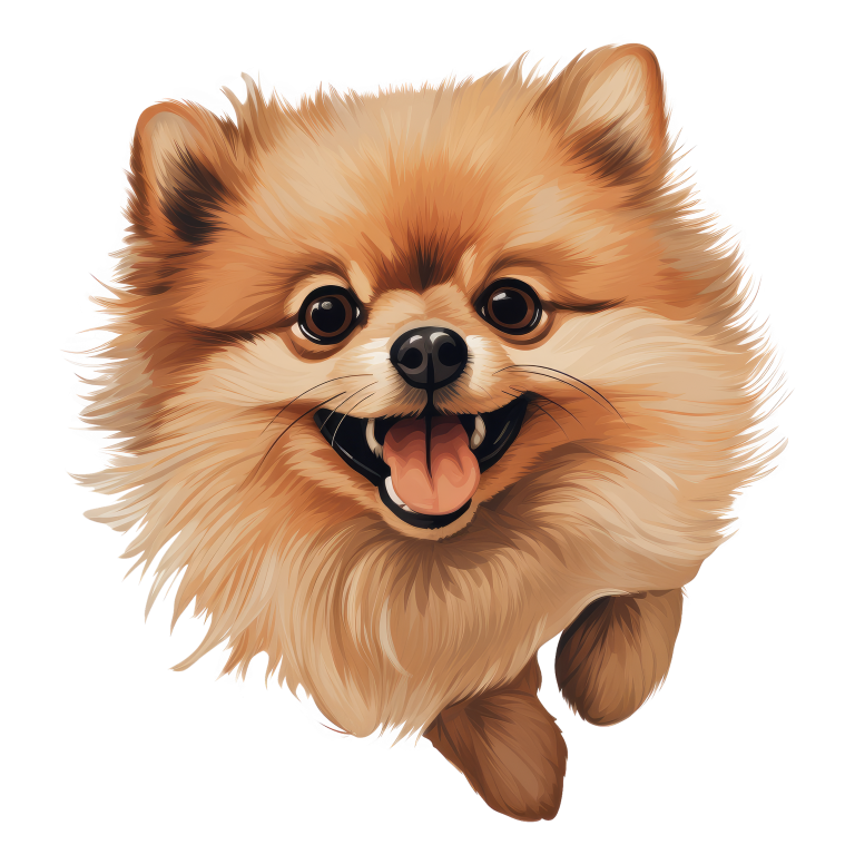 Brown Fluffy Pomeranian Dog Happy Vinyl Sticker Decal