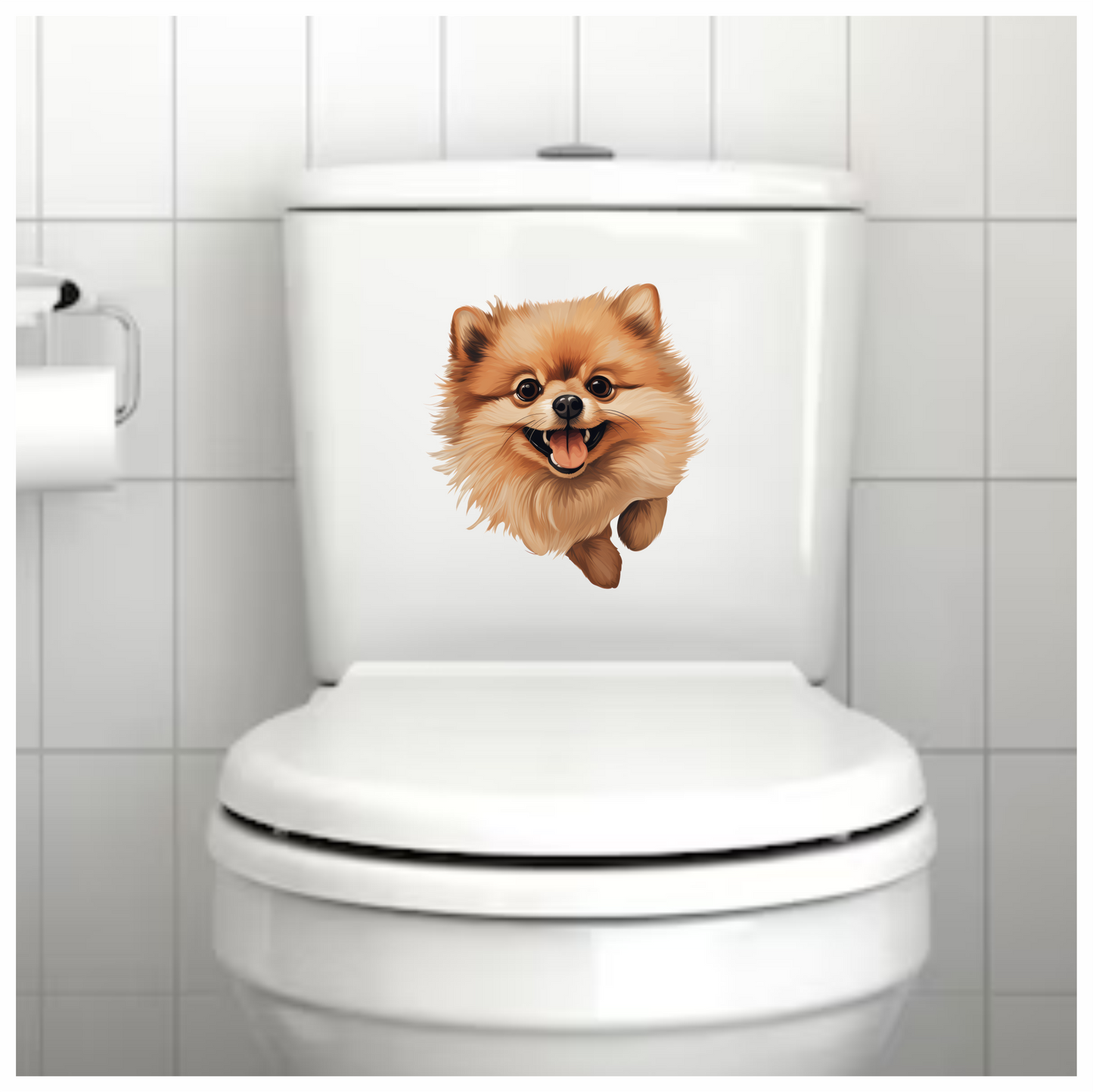 Brown Fluffy Pomeranian Dog Happy Vinyl Sticker Decal
