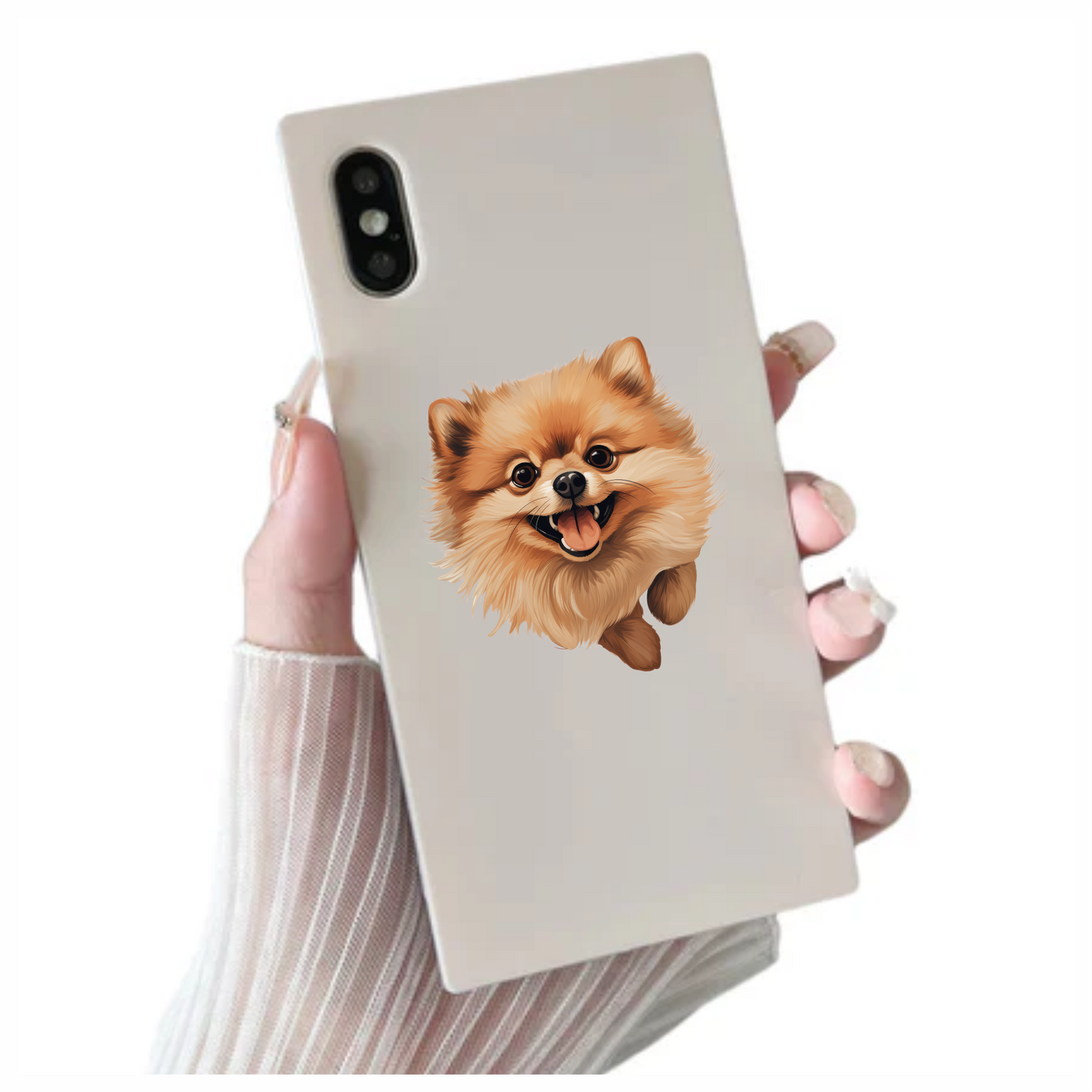 Brown Fluffy Pomeranian Dog Happy Vinyl Sticker Decal