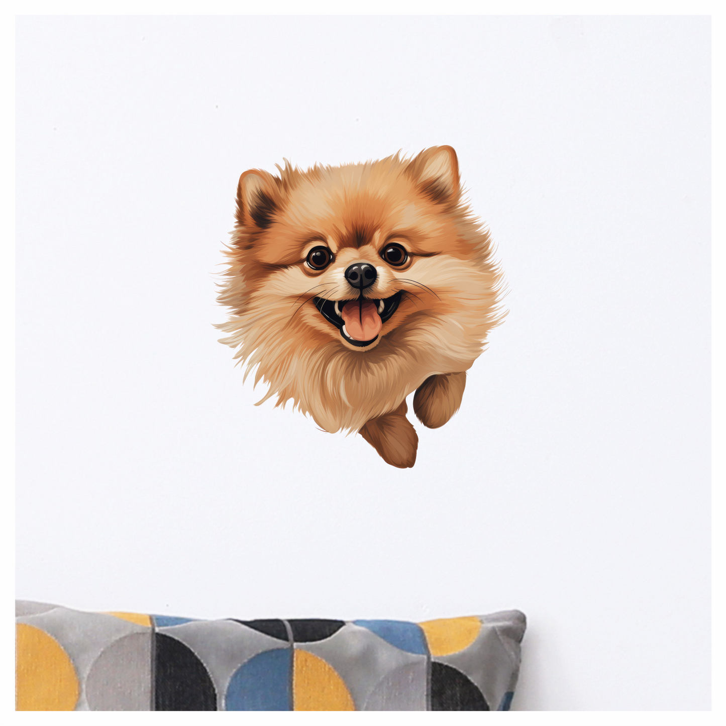 Brown Fluffy Pomeranian Dog Happy Vinyl Sticker Decal