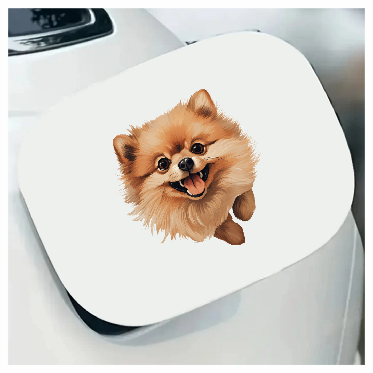 Brown Fluffy Pomeranian Dog Happy Vinyl Sticker Decal