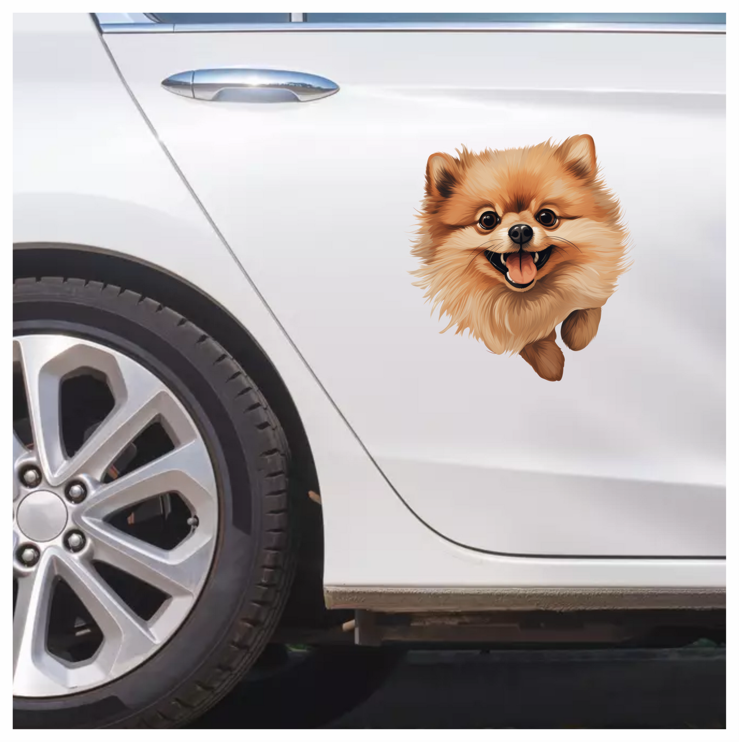 Brown Fluffy Pomeranian Dog Happy Vinyl Sticker Decal