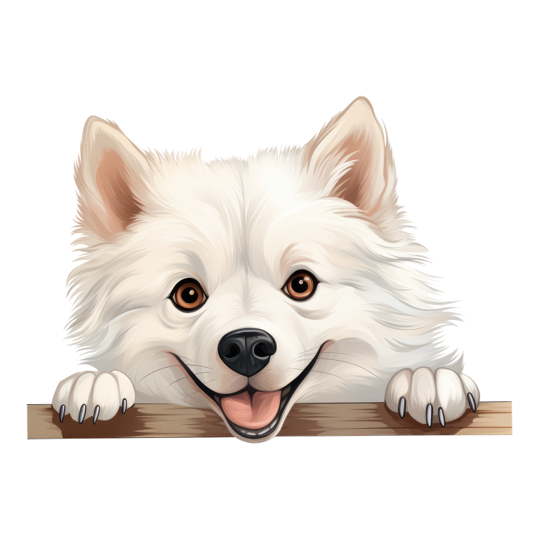 White Dog Samoyed Happy Face Vinyl Sticker Decal
