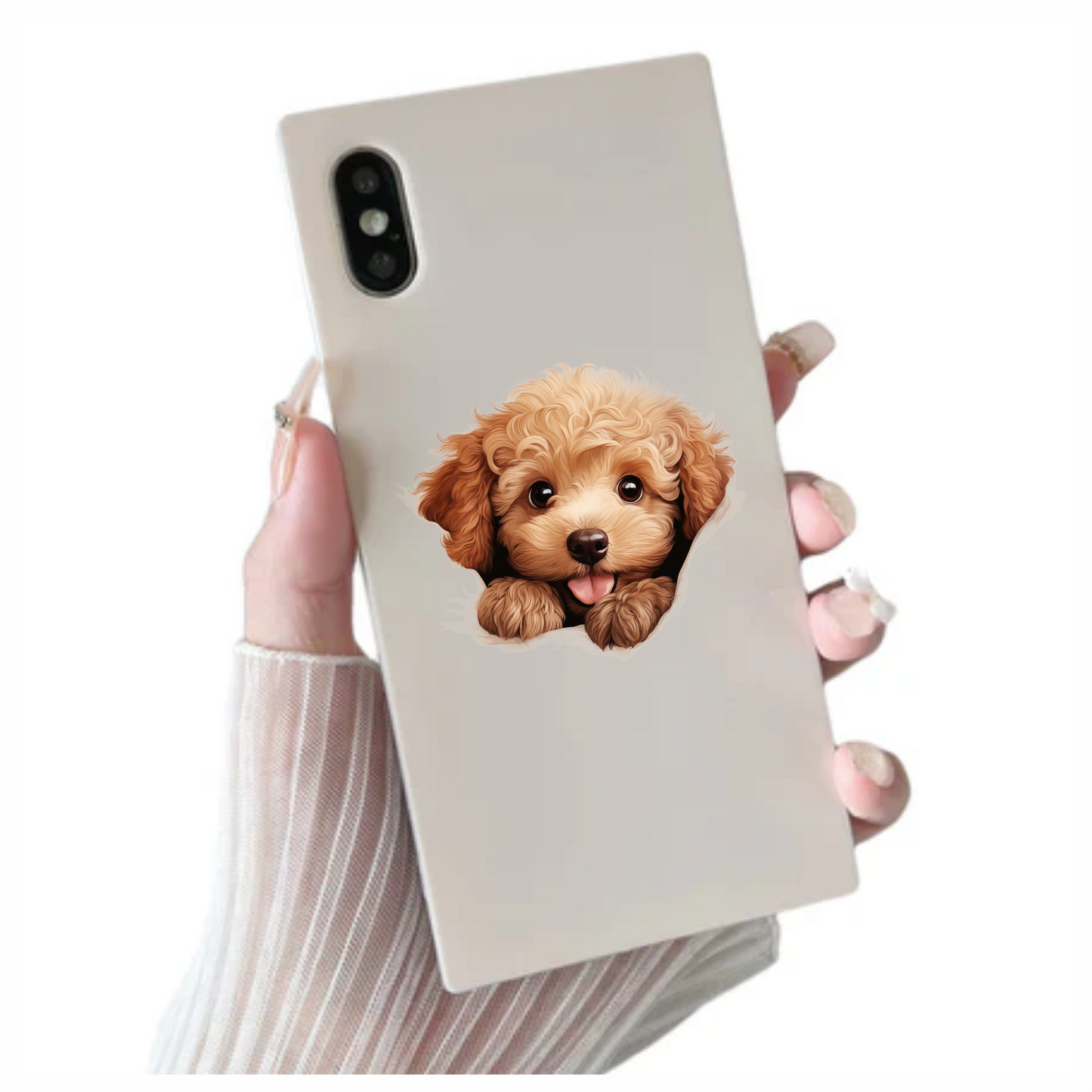 Brown Puppy Dog Poodle Cute Vinyl Sticker Decal