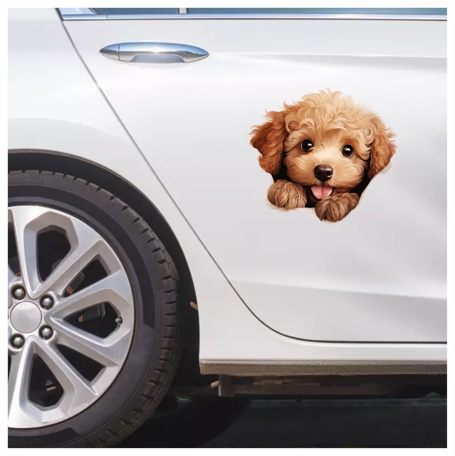 Brown Puppy Dog Poodle Cute Vinyl Sticker Decal