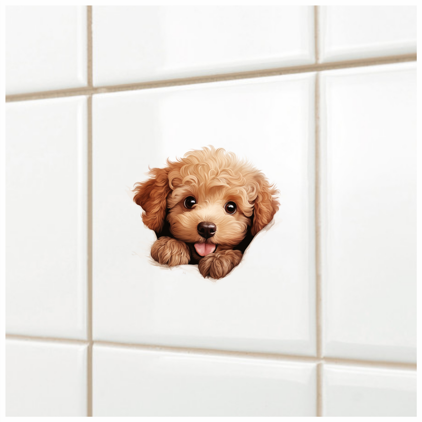 Brown Puppy Dog Poodle Cute Vinyl Sticker Decal