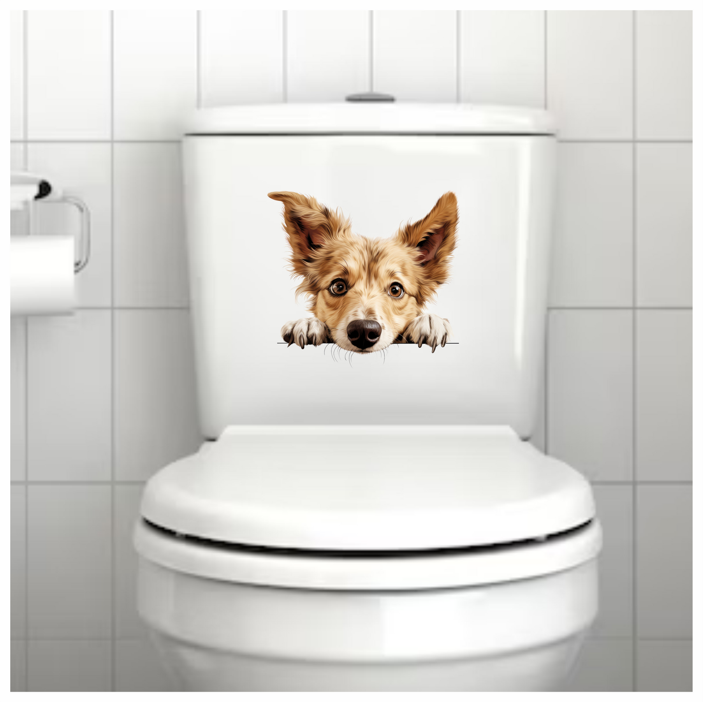 Brown Dog Fluffy Ears Cute Vinyl Sticker Decal