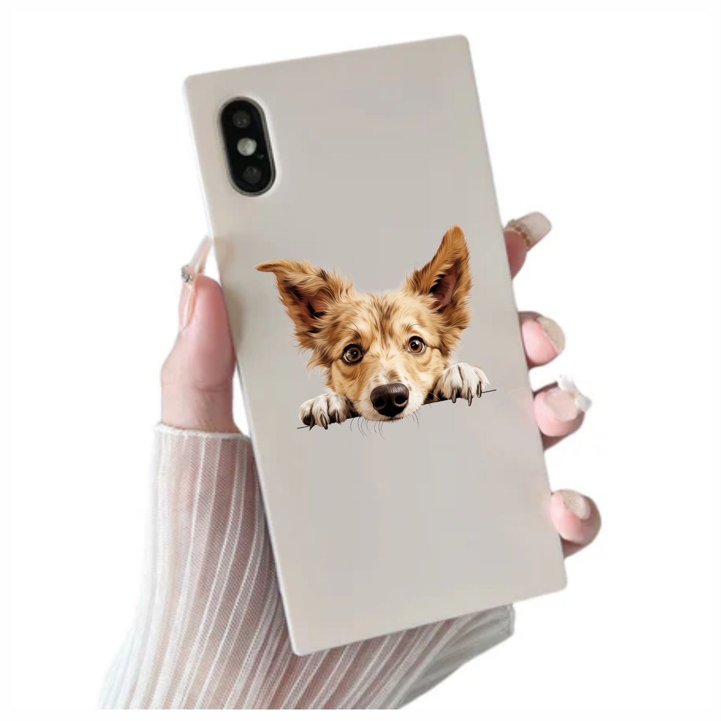 Brown Dog Fluffy Ears Cute Vinyl Sticker Decal