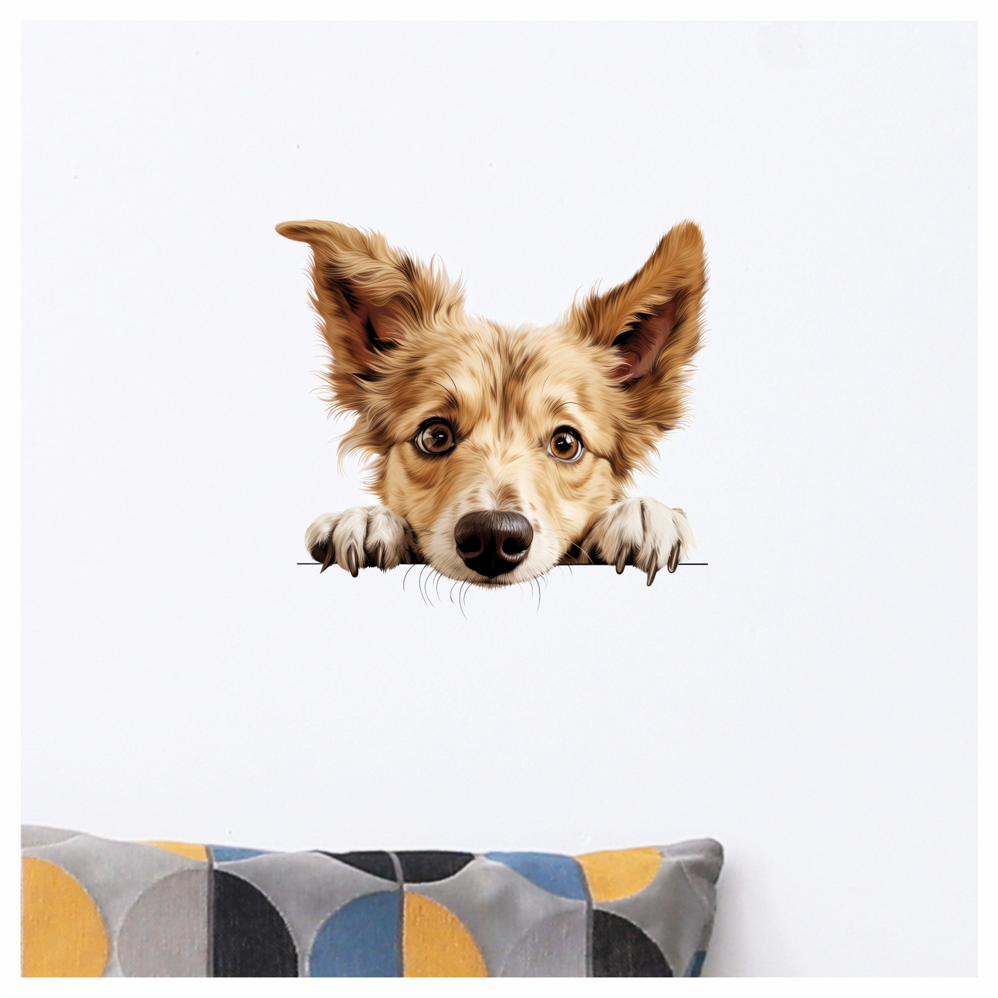 Brown Dog Fluffy Ears Cute Vinyl Sticker Decal