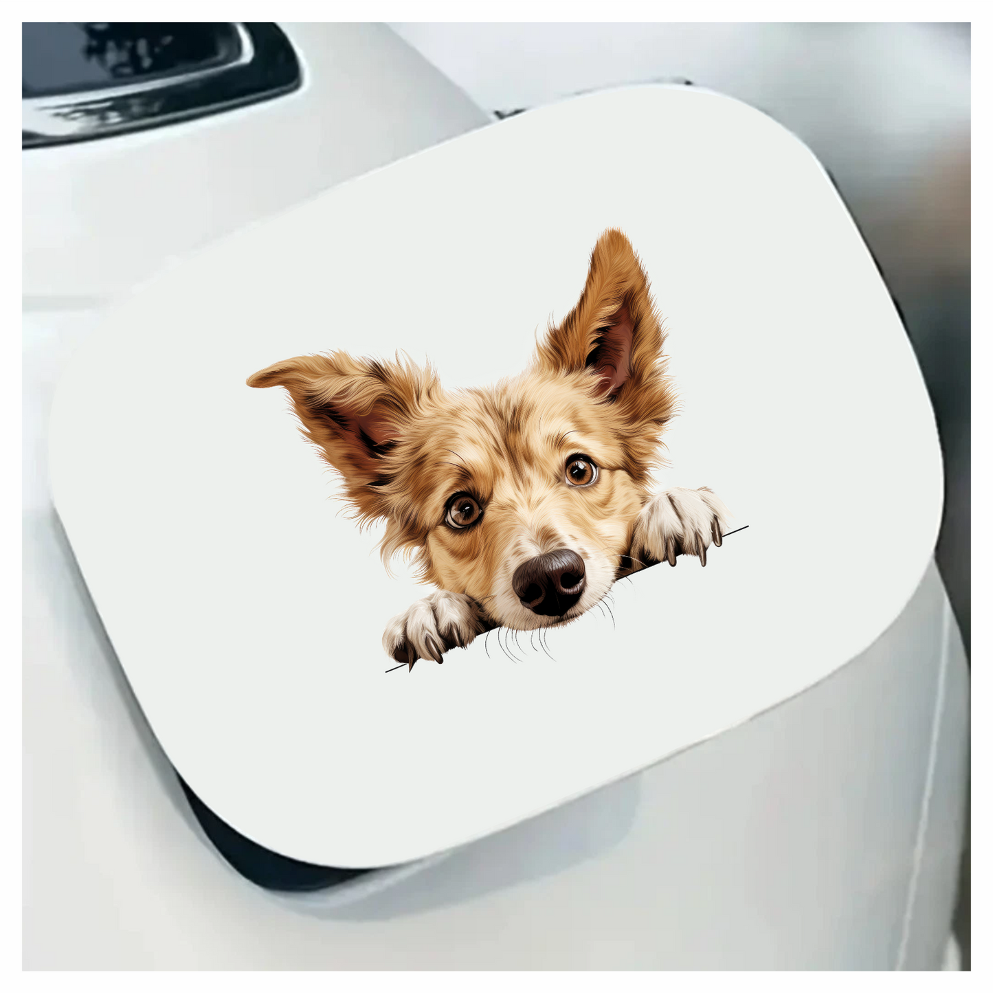 Brown Dog Fluffy Ears Cute Vinyl Sticker Decal