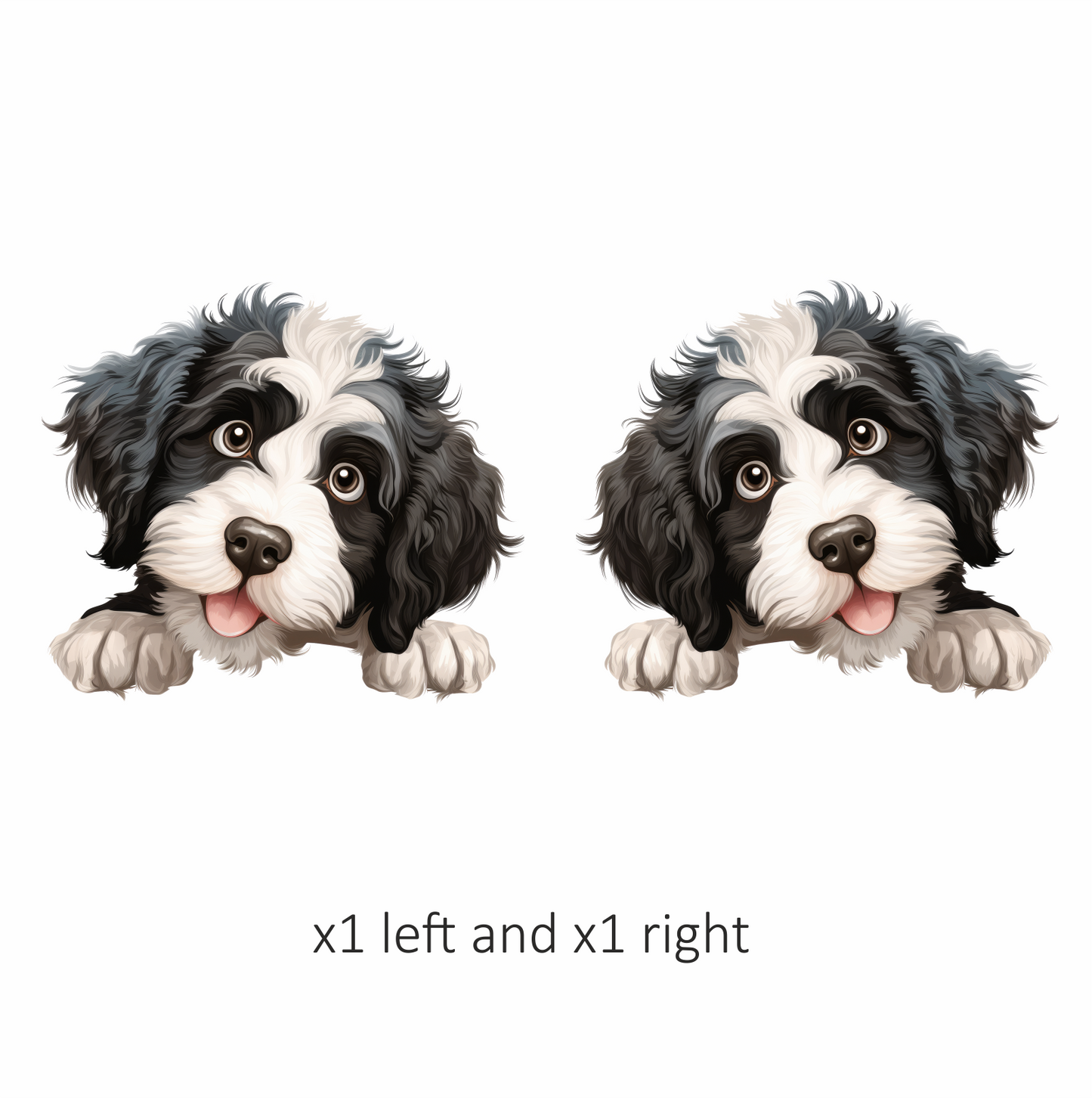 Black White Dog Puppy Cartoon Vinyl Sticker Decal