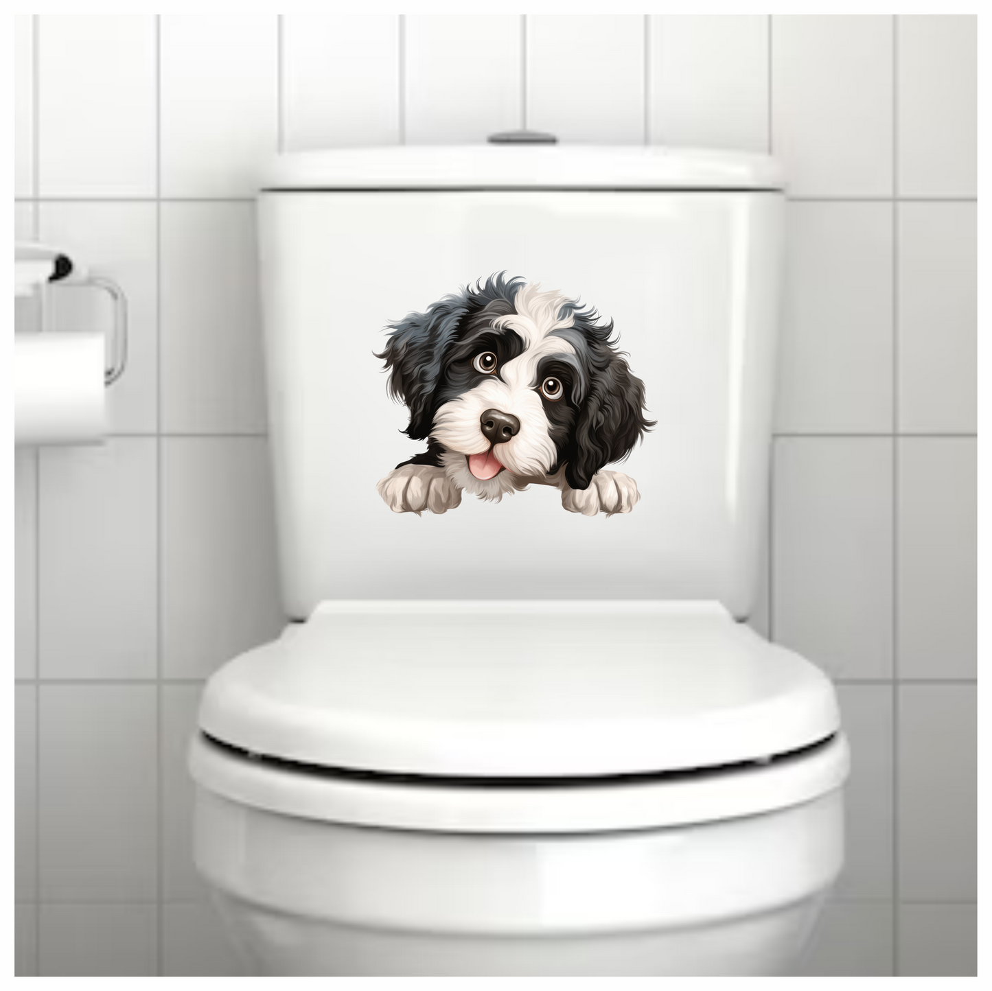 Black White Dog Puppy Cartoon Vinyl Sticker Decal