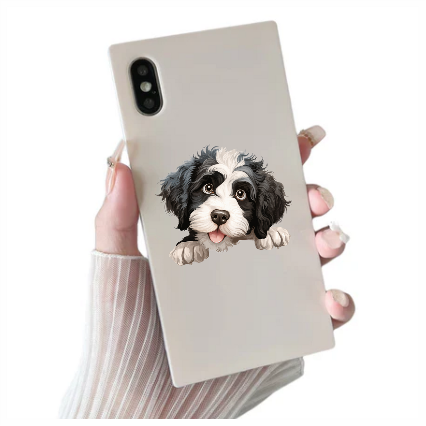 Black White Dog Puppy Cartoon Vinyl Sticker Decal