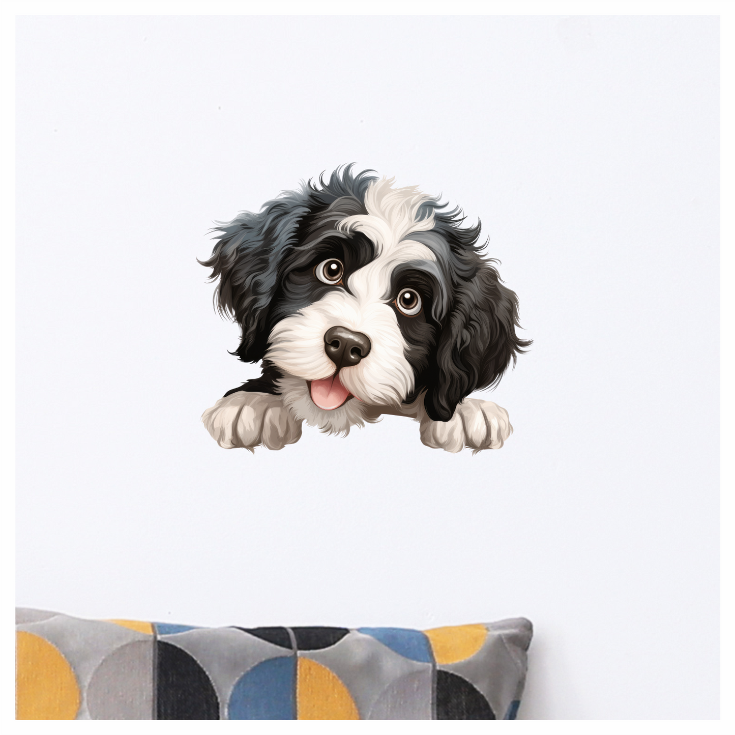 Black White Dog Puppy Cartoon Vinyl Sticker Decal