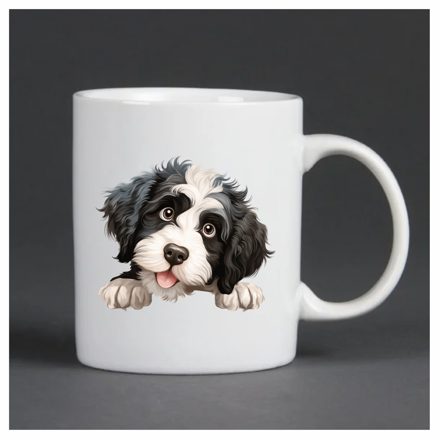 Black White Dog Puppy Cartoon Vinyl Sticker Decal