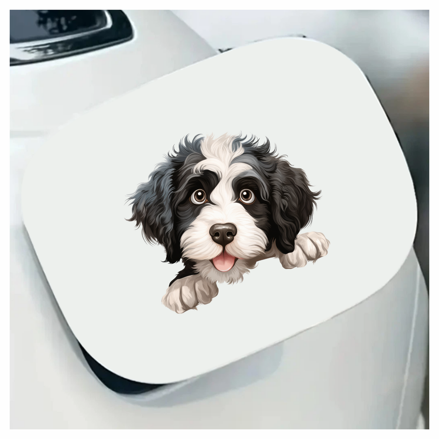 Black White Dog Puppy Cartoon Vinyl Sticker Decal