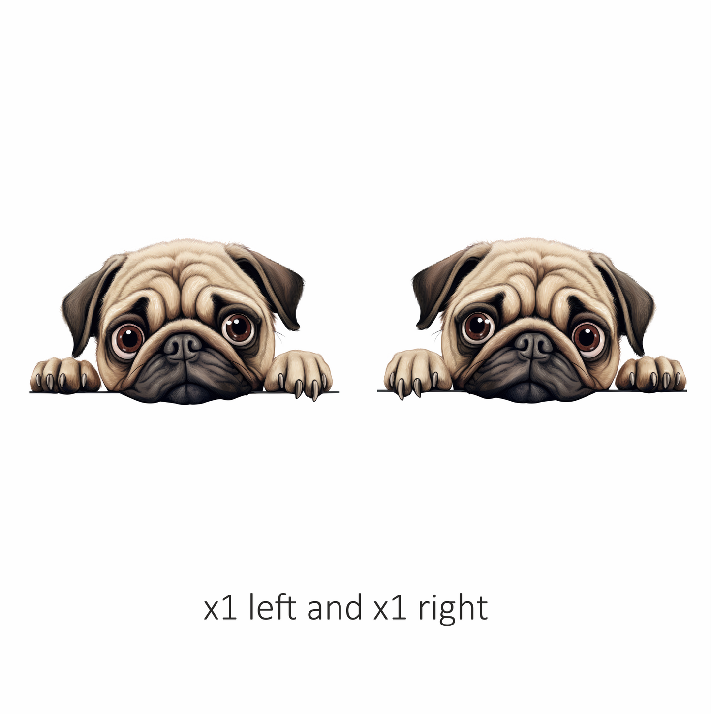 Beige Pug Dog Cartoon Face Vinyl Sticker Decal