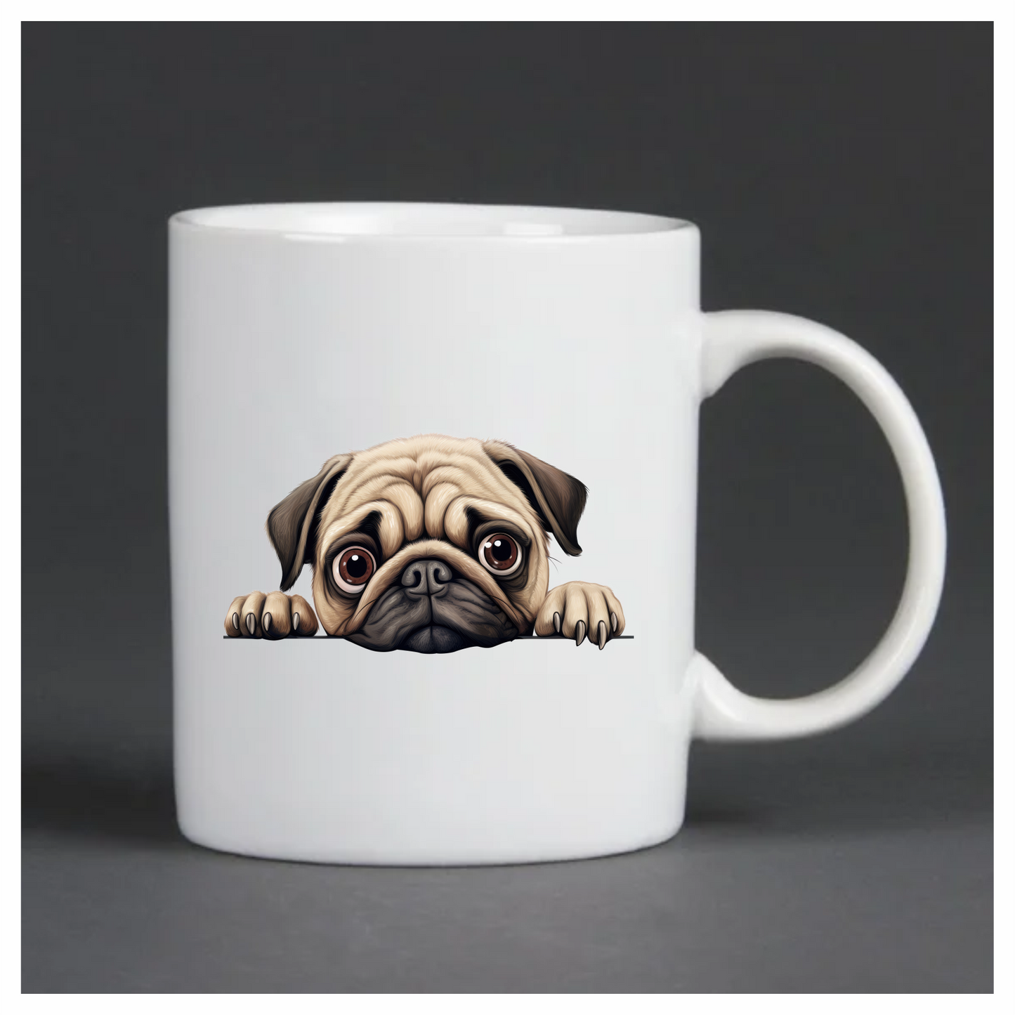Beige Pug Dog Cartoon Face Vinyl Sticker Decal